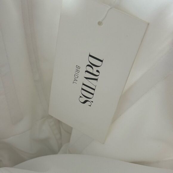 David’s Bridal Wedding Dress Womens Sz 8 strapless crinkle lace chiffon Princess - Picture 12 of 13